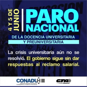 Docentes Universitarios anuncian paro nacional por falta de respuestas salariales