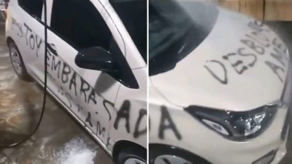 "Estoy embarazada, contéstame": el mensaje que pintaron en un automóvil