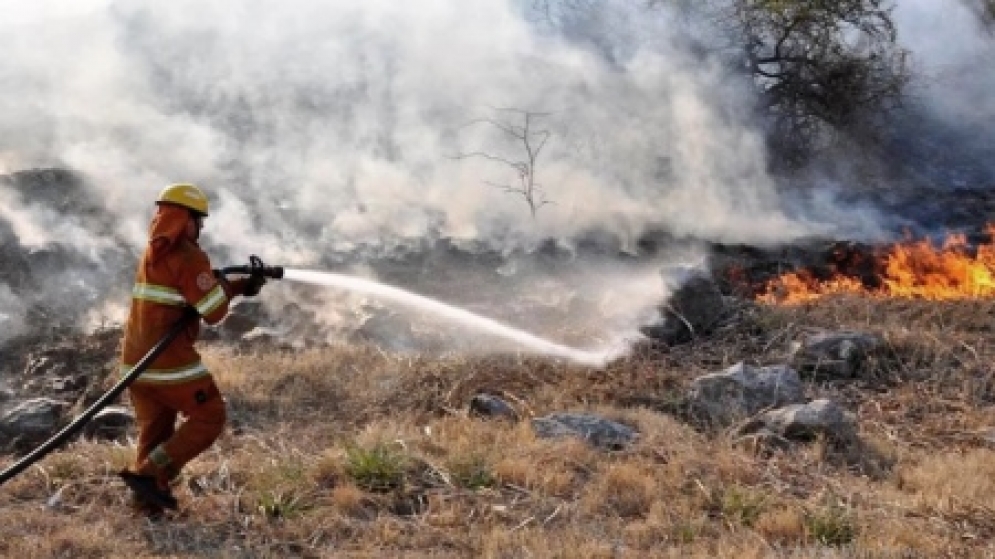 Bomberos combaten dos focos de incendio forestal en el norte y centro de San Luis